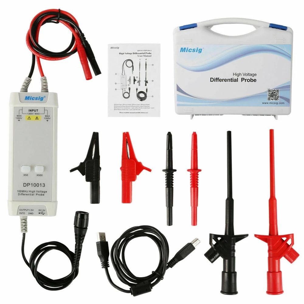 High Voltage Differential Probe 100Mhz 1300V - 2025Micsig Osciloscopio 1300V 100MHz Sonda diferencial