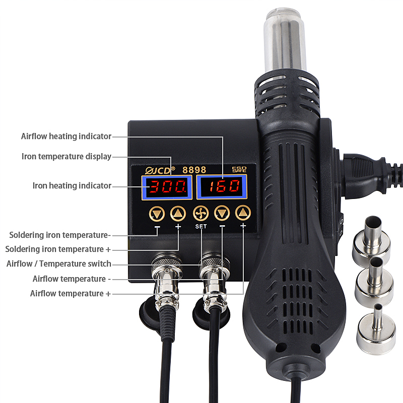 Pistola de aire caliente 2 en  - Smd Rework Station Hot Air Soldering 2 In 1 reseña y precio