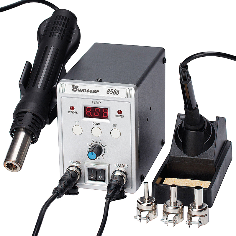 8586 700W 2 en 1 pantalla Digi - Smd Rework Station Hot Air Soldering 2 In 1 reseña y precio