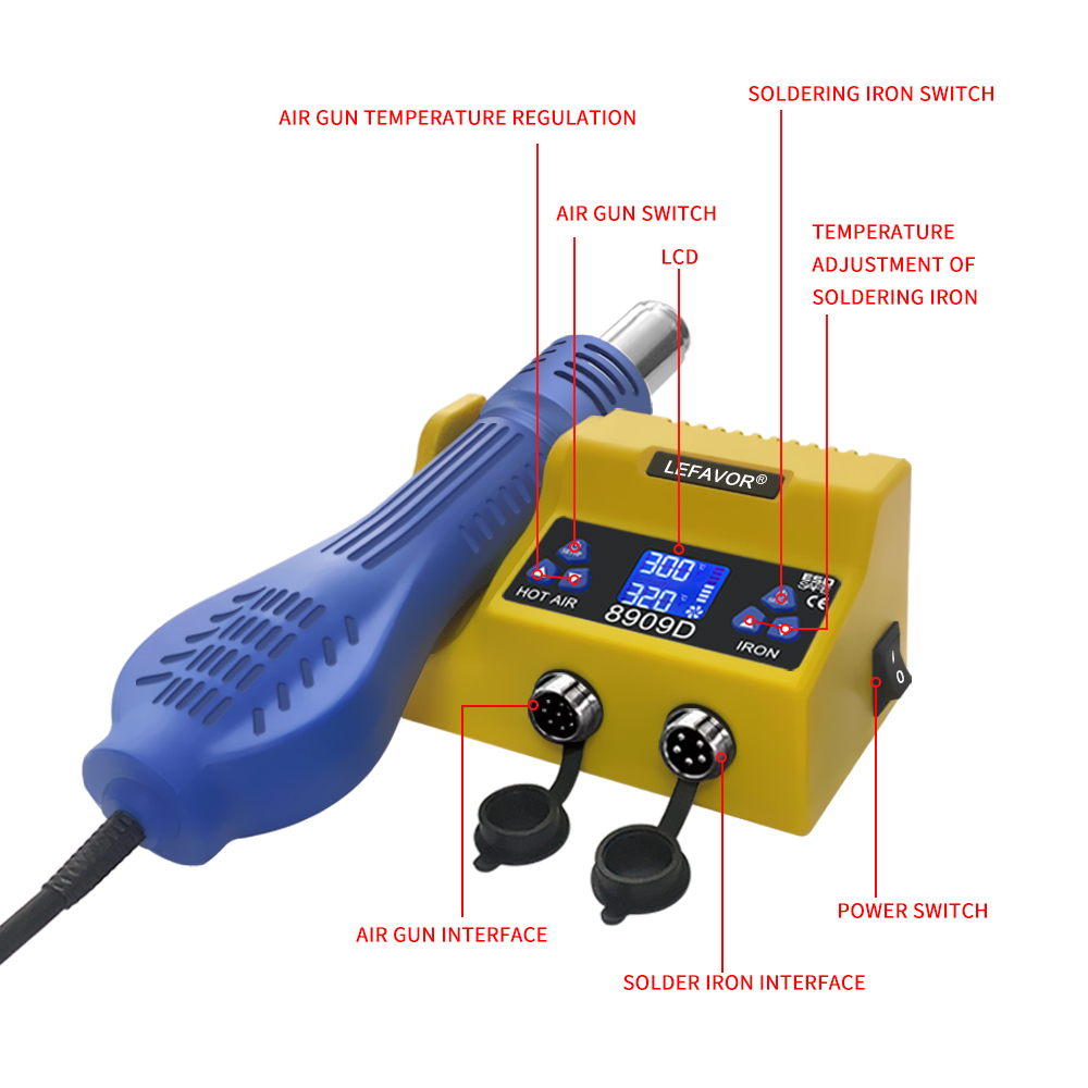 Estación de soldadura Digital  - Smd Rework Station Hot Air Soldering 2 In 1 reseña y precio