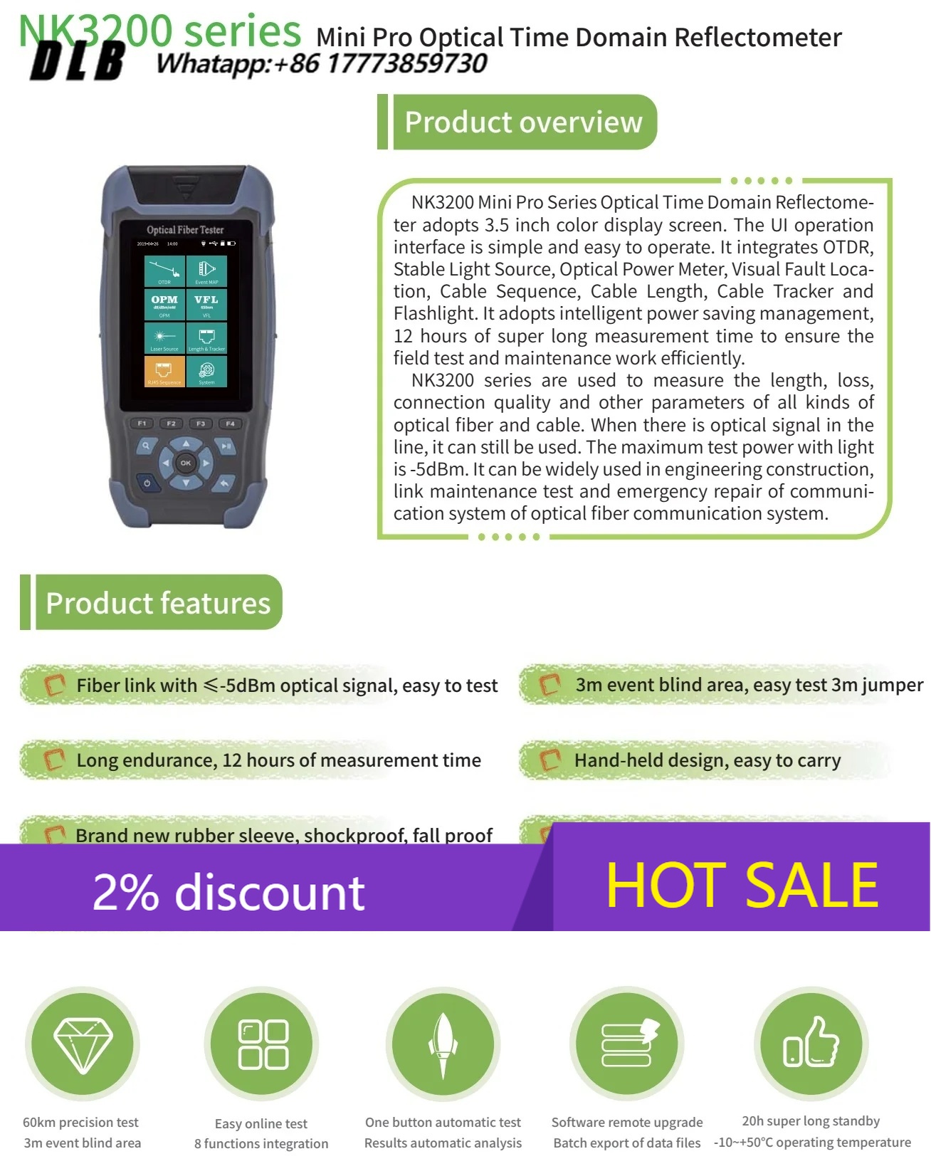 OTDR NK3200D, Reflectómetro Óp - Optical Time Domain Reflectometer Otdr 1310 1550Nm reseña y precio